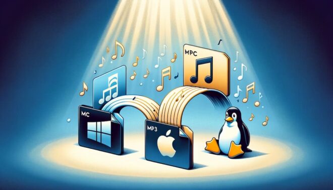 Une image d'un pingouin avec de la musique.