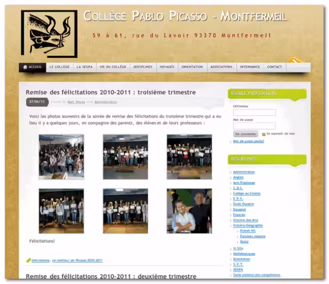 Webdesign : le site du collège Pablo Picasso photo