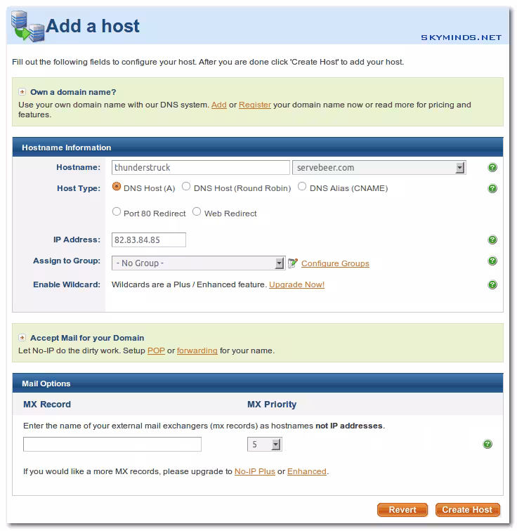 redirection-no-ip-add-host Ajouter une nouvelle redirection NoIP
