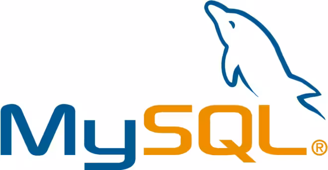 Le logo de MySQL représente le contour minimaliste d'un dauphin sautant au-dessus du mot "MySQL". Le mot "My" est en bleu et le mot "SQL" en orange, le tout dans une police de caractères moderne et arrondie. Le dauphin symbolise la vitesse et la fiabilité lors des opérations sur les tables.