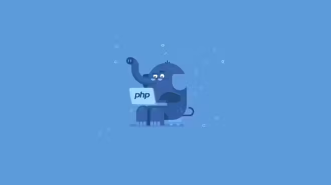 Un adorable éléphant bleu de dessin animé est assis devant un ordinateur portable sur lequel s'affichent « php » et « file_get_contents() ». Le fond bleu clair est parsemé de symboles de programmation, évoquant une approche ludique du codage — et peut-être une erreur liée à un échec de la connexion SSL à corriger !.