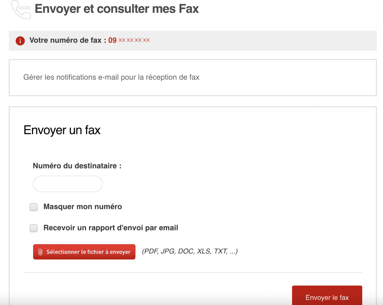 free envoyer consulter mes fax