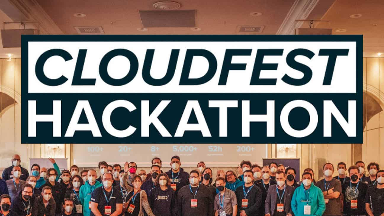 Group photo of all devs at Cloudfest Hackathon 2022