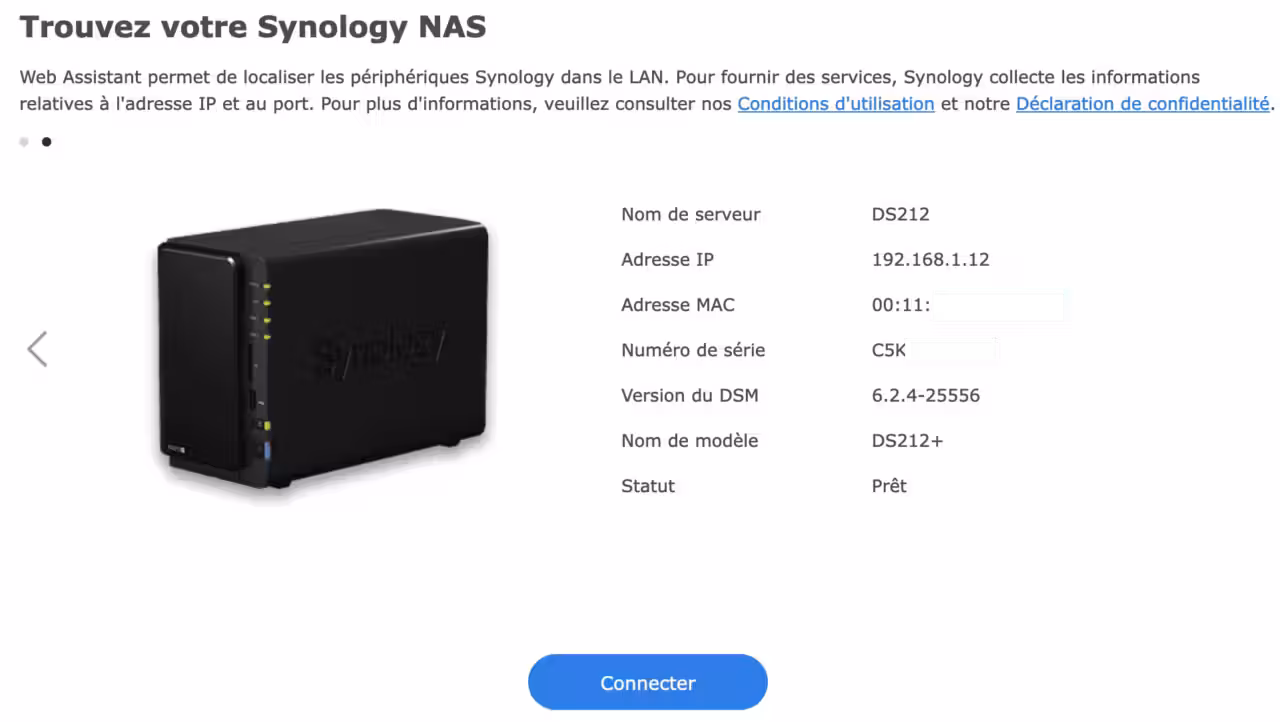 Trouver son NAS Synology avec l'assistant web