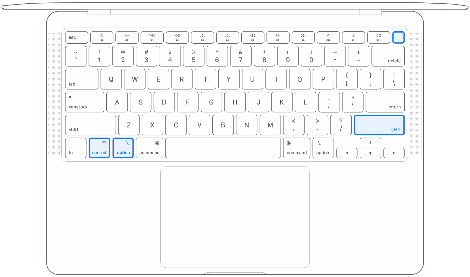 diagramme du clavier macbook pour réinitialiser le SMC