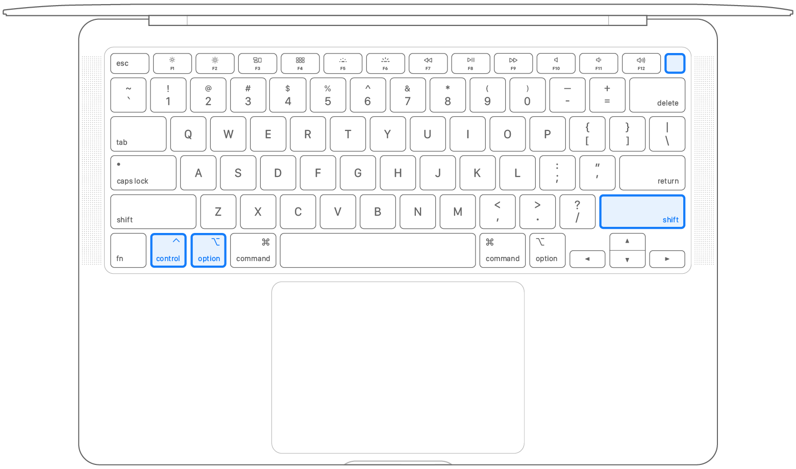 diagramme du clavier macbook pour réinitialiser le SMC
