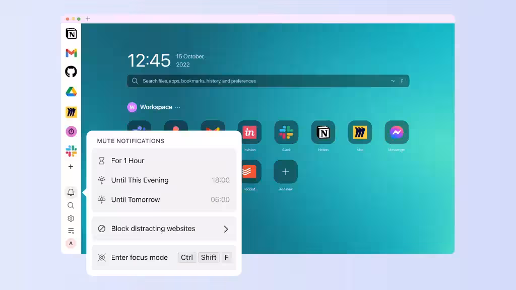 A screen shot of a computer screen with a lot of icons on it, showcasing the Sidekick browser for enhanced productivity.