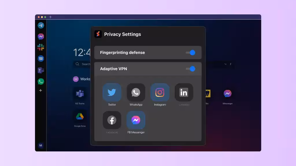A computer screen with a secure browser and Sidekick app.