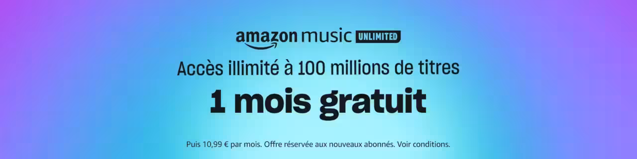 Un fond bleu et violet avec les mots Amazon Music for Cyber Monday.