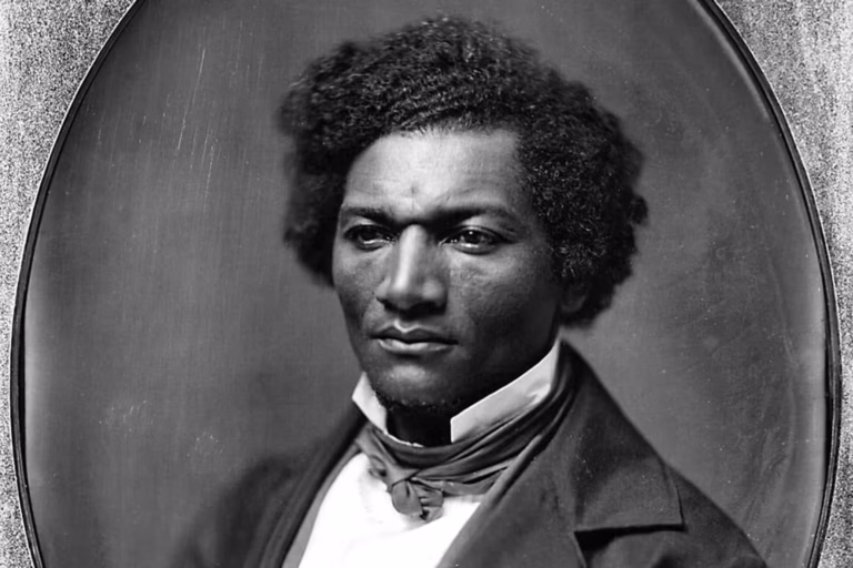 Portrait of African American abolitionist and writer Frederick Douglass.