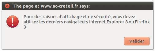 Le site de l'Académie de Créteil n'accepte que deux navigateurs : Internet Explorer et Firefox photo 1