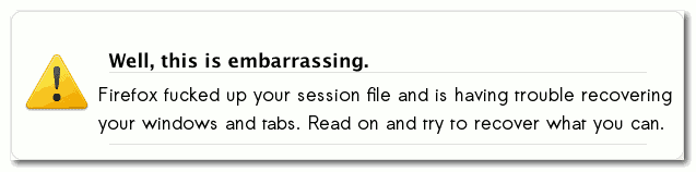 FireFox : récupérer les onglets ouverts d'une session corrompue photo