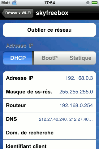 iphone ipod wifi ip