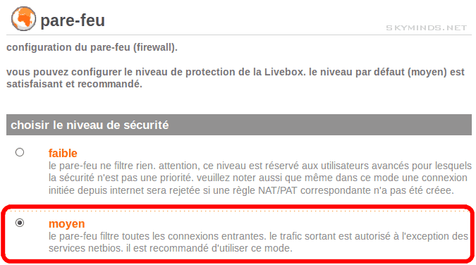 livebox firewall medium