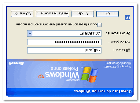 windows session box dialog reversed